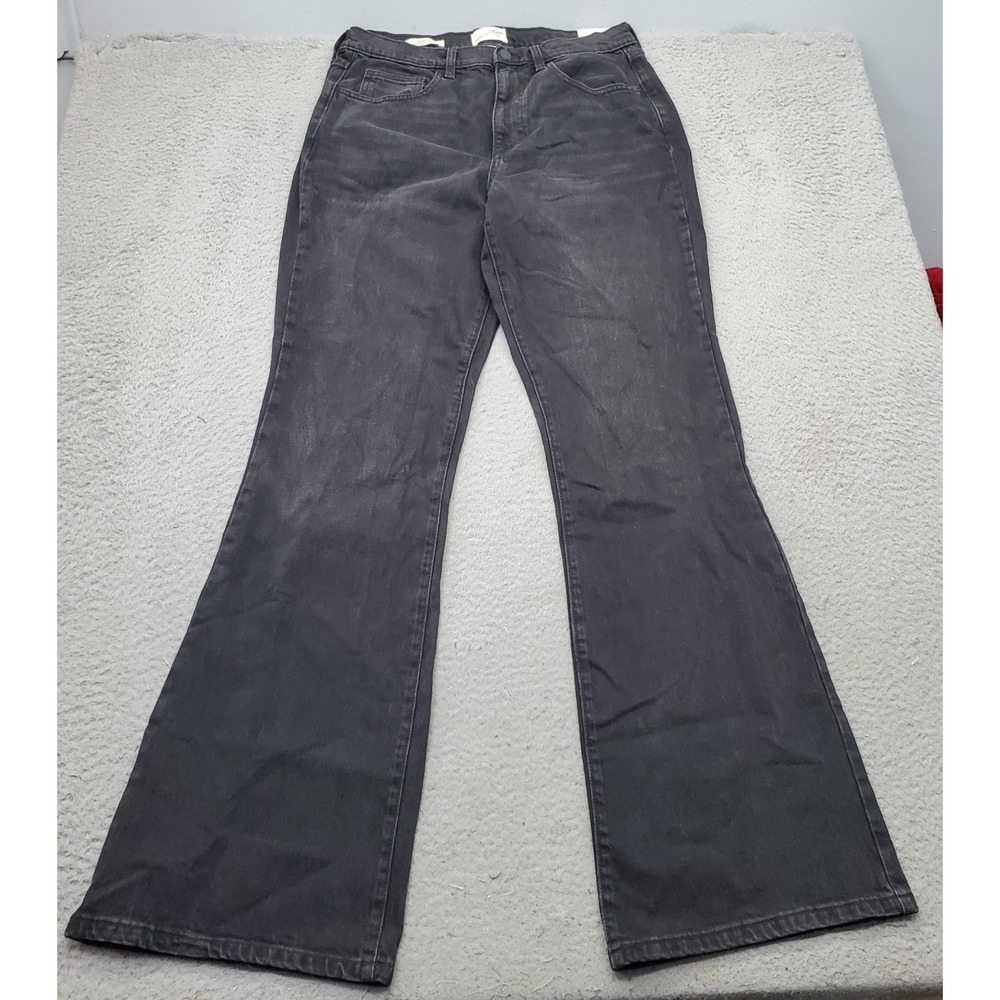 Universal Thread Flare Jeans Womens Size 12 Black Denim Dark Wash Single Stitch